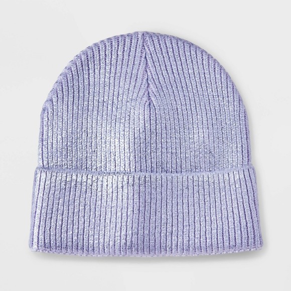 NWT Art Class Girls' Knitted Cuffed Beanie Hat | Purple | One Size - Picture 1 of 2